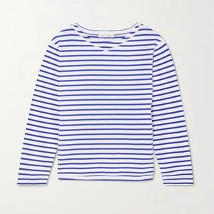 Alex Mill Seaside Tee in White/Blue, Size Small